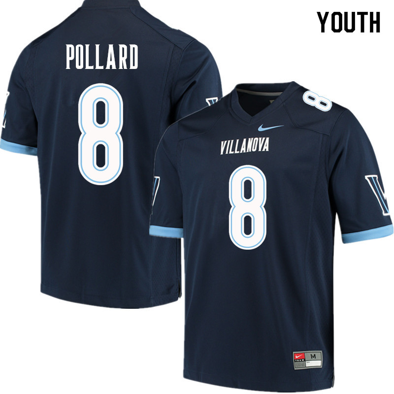Youth #8 D'Andre Pollard Villanova Wildcats College Football Jerseys Sale-Navy - Click Image to Close
